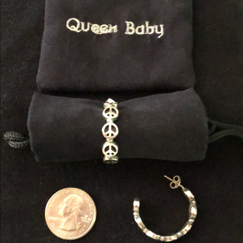 Queen Baby 925 Peace Hoops